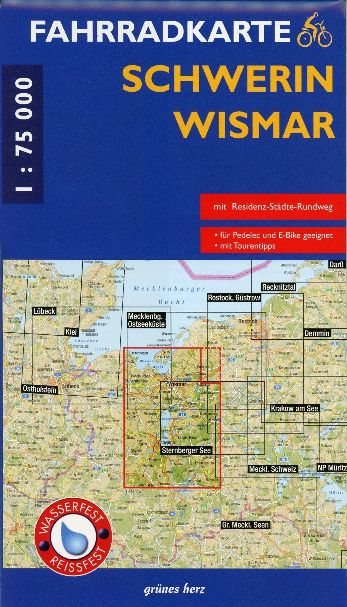 Cover: 9783866362710 | Fahrradkarte Schwerin - Wismar 1:75.000 | (Land-)Karte | 40 S. | 2025