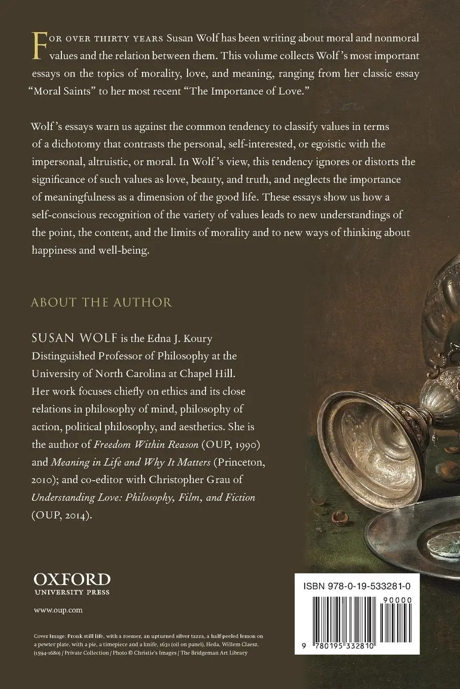 Rückseite: 9780195332810 | Variety of Values | Essays on Morality, Meaning, and Love | Susan Wolf