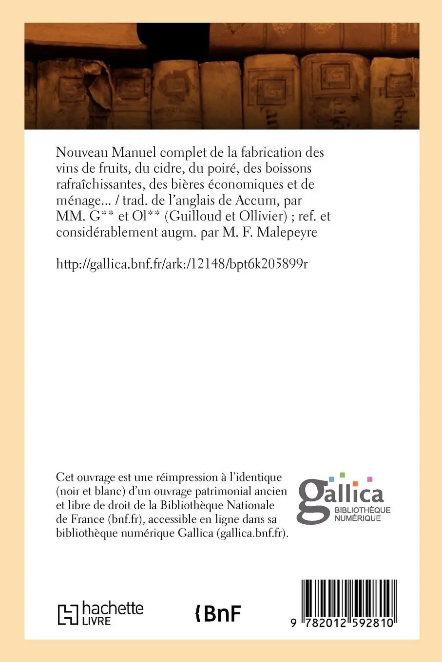 Rückseite: 9782012592810 | Nouveau Manuel Complet de la Fabrication Des Vins de Fruits, Du...