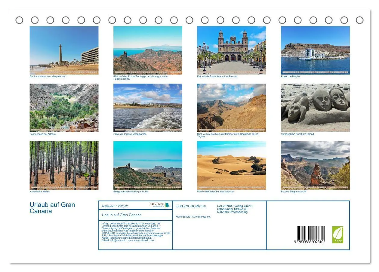 Bild: 9783383992810 | Urlaub auf Gran Canaria (Tischkalender 2025 DIN A5 quer), CALVENDO...