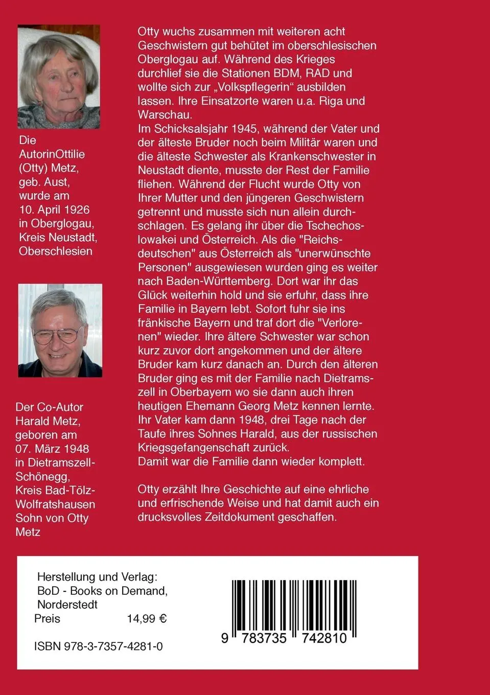 Rückseite: 9783735742810 | Weißer Sperling - Schwarzer Mann | Otty Metz | Taschenbuch | 192 S.