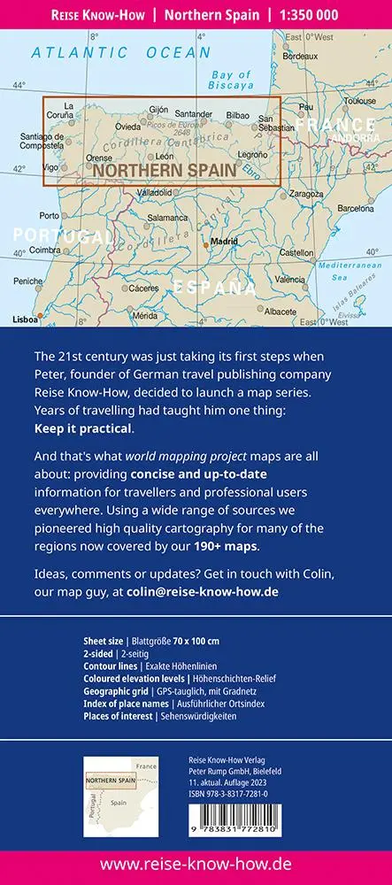 Rückseite: 9783831772810 | Reise Know-How Landkarte Spanien Nord mit Jakobsweg / Northern...