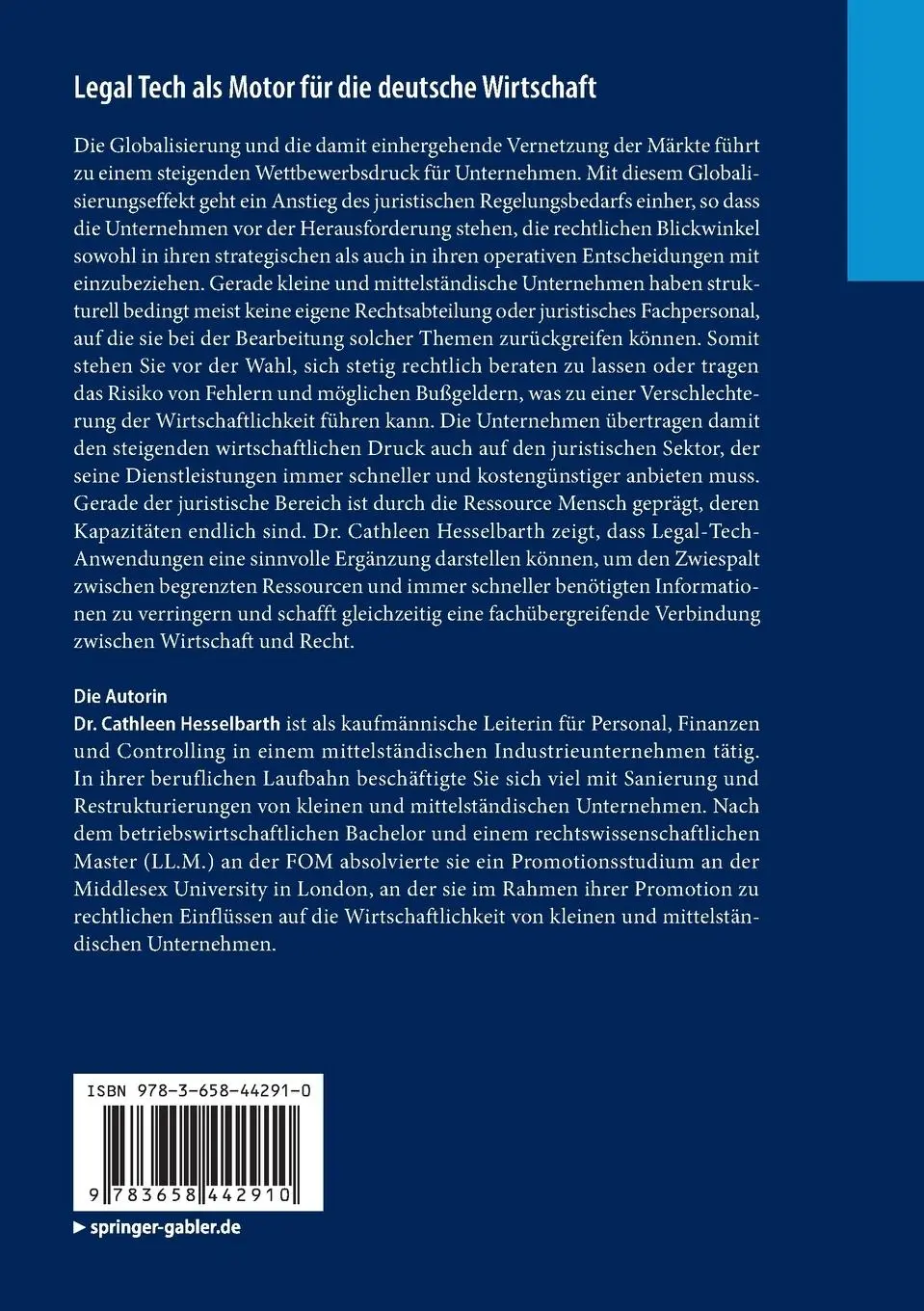 Rückseite: 9783658442910 | Legal Tech als Motor für die deutsche Wirtschaft | Hesselbarth | Buch