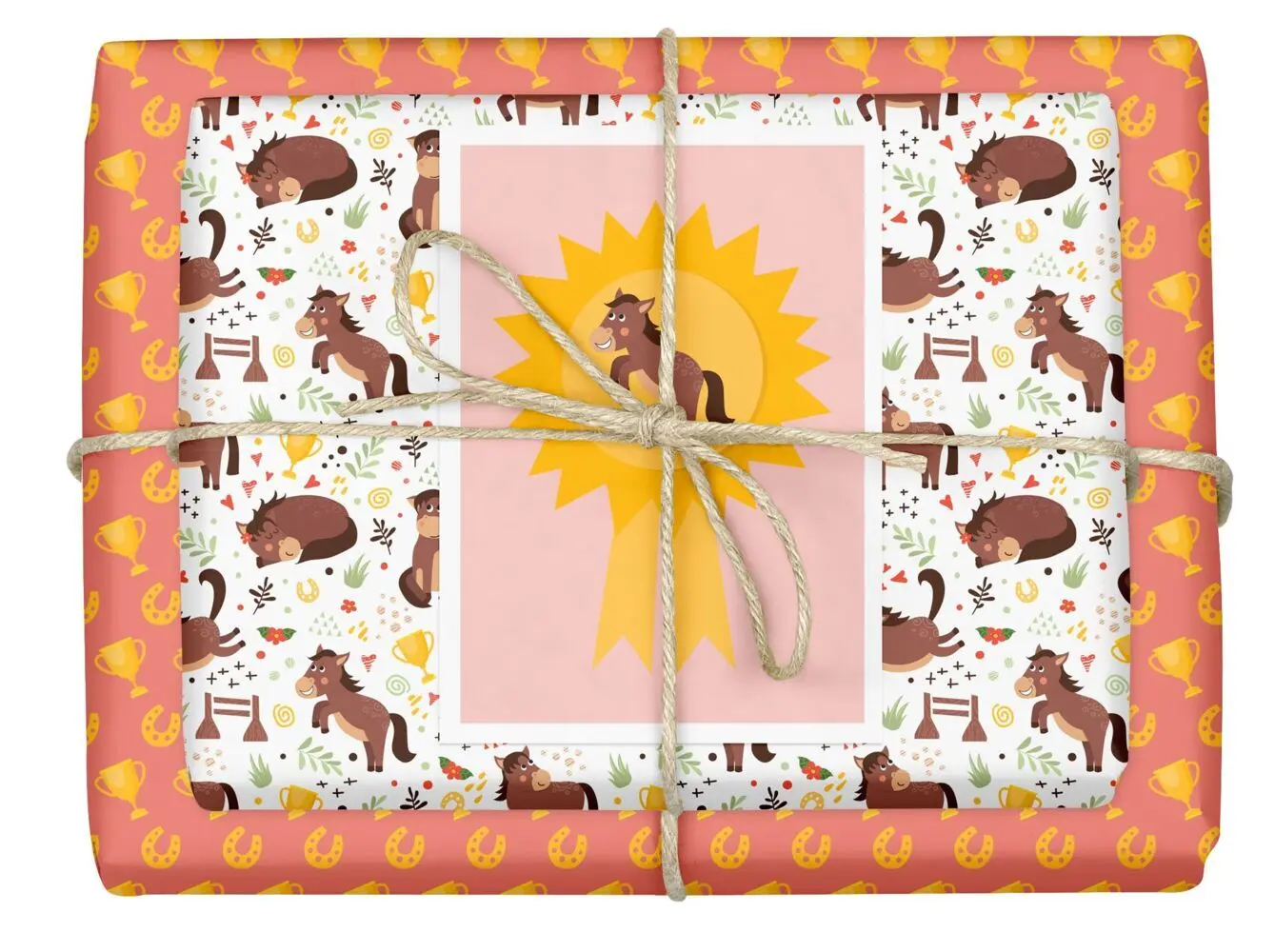 Geschenkpapier-Set für Kinder: Pferde, Reiten