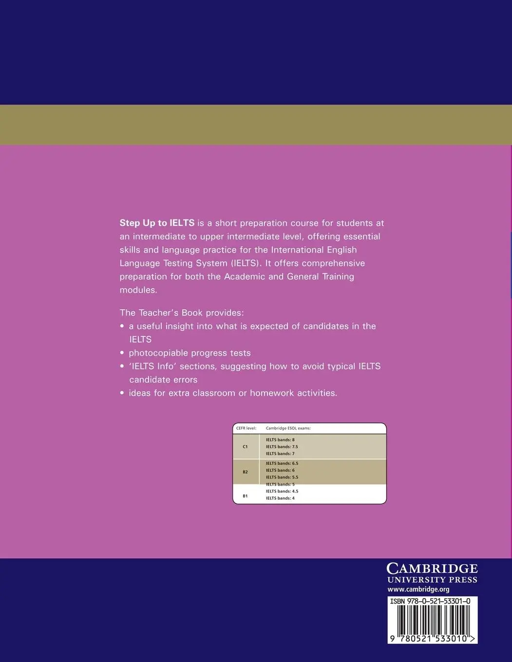 Rückseite: 9780521533010 | Cambridge Step Up to IELTS Teacher's Book | Vanessa Jakeman (u. a.)