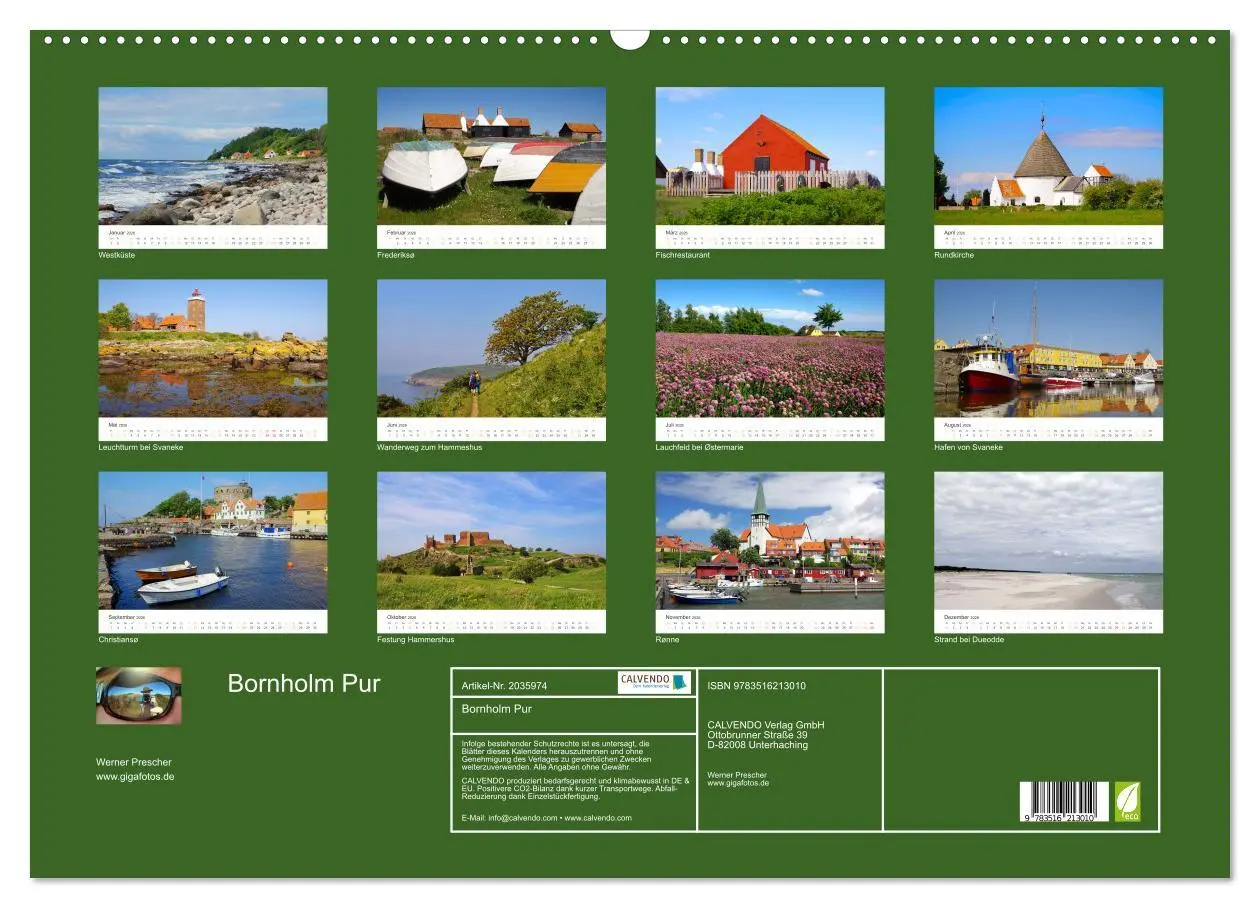 Bild: 9783516213010 | Bornholm Pur (Wandkalender 2026 DIN A2 quer), CALVENDO Monatskalender