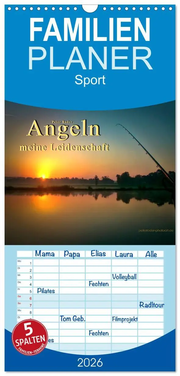 Cover: 9783516523010 | Familienplaner 2026 - Angeln - meine Leidenschaft mit 5 Spalten...