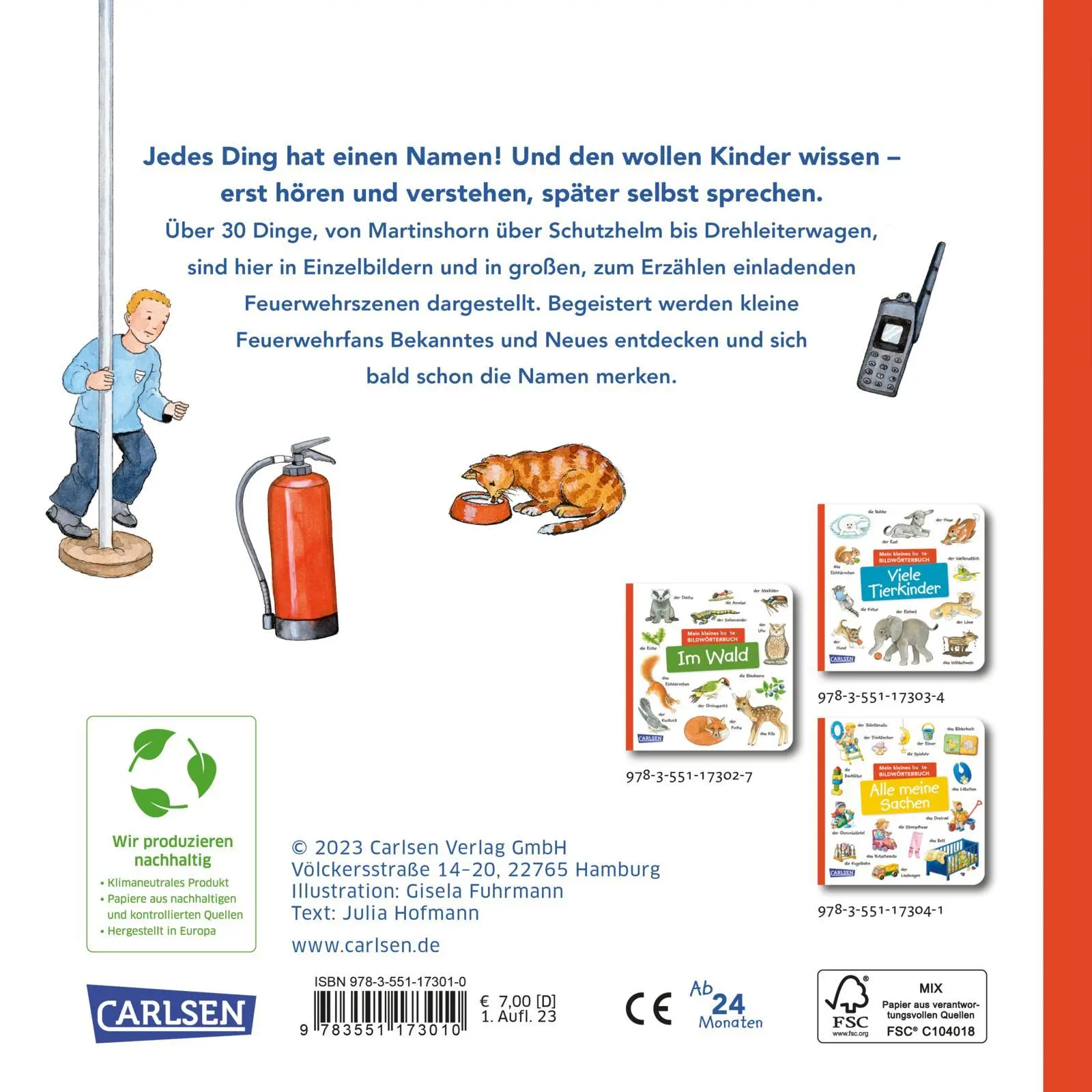 Rückseite: 9783551173010 | Mein kleines buntes Bildwörterbuch: Bei der Feuerwehr | Julia Hofmann