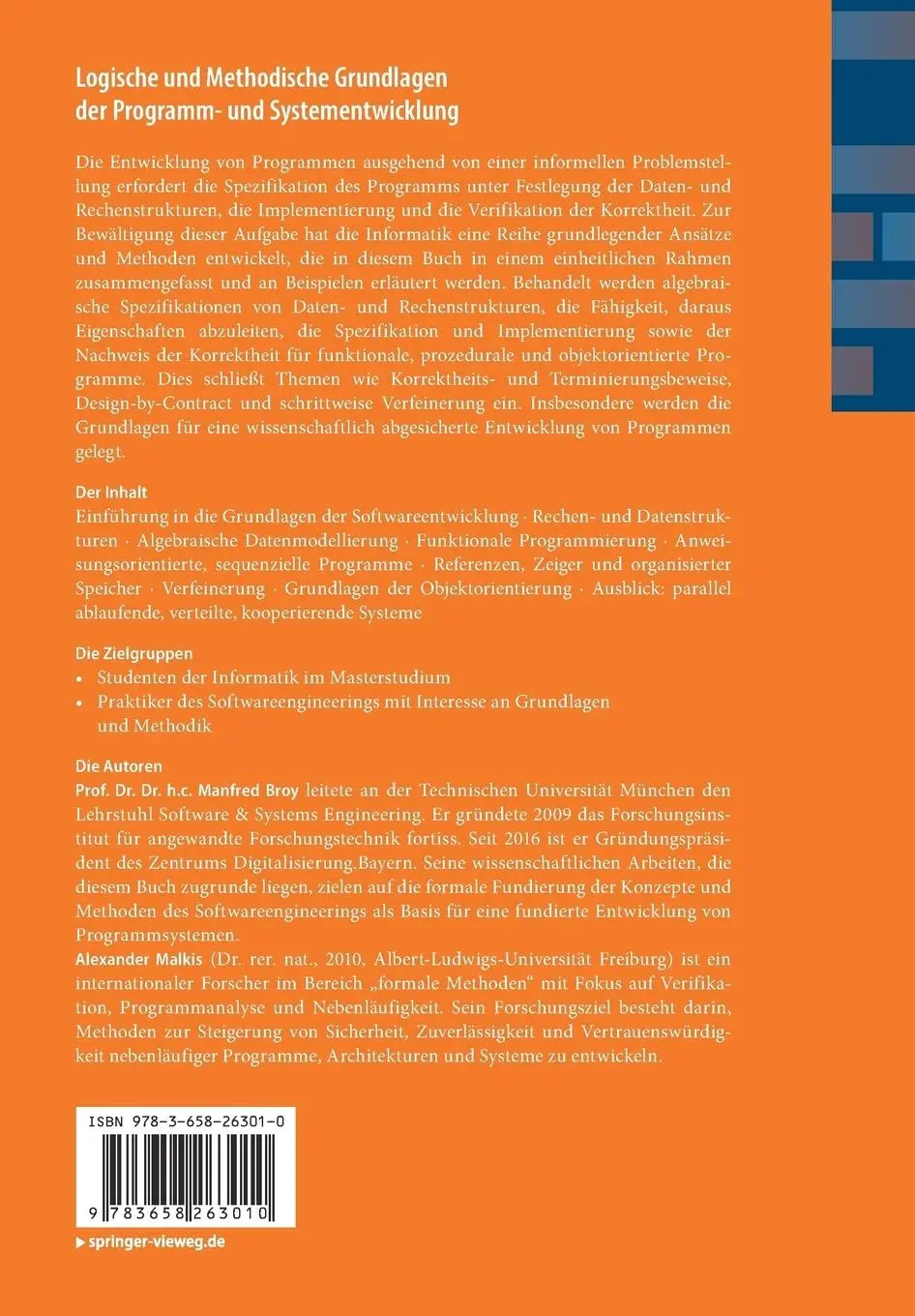 Rückseite: 9783658263010 | Logische und Methodische Grundlagen der Programm- und...