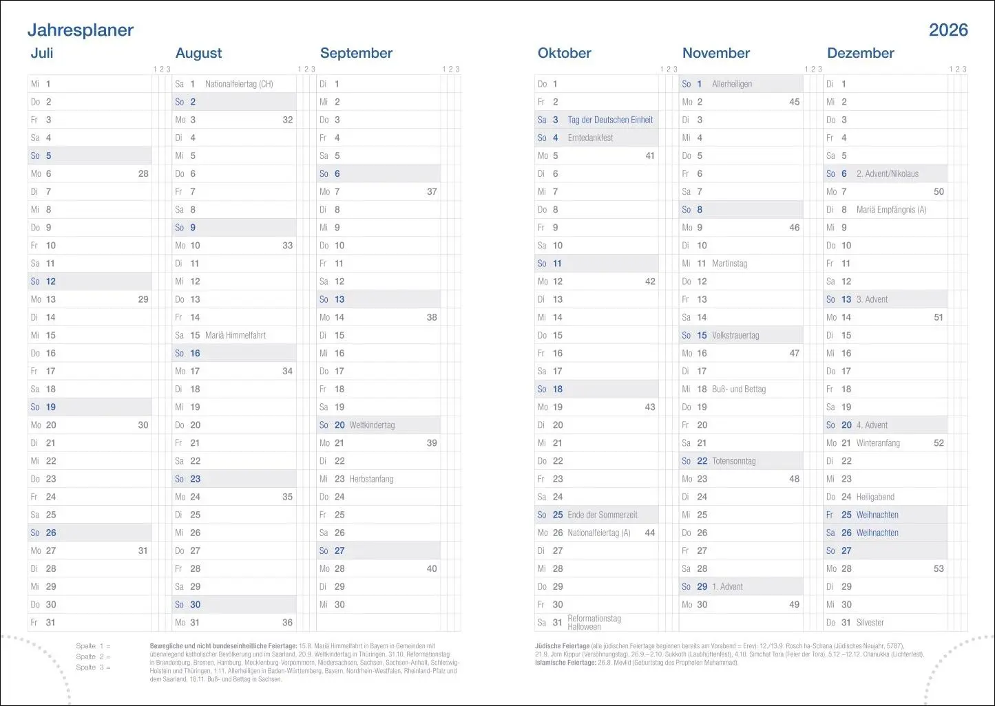 Bild: 9783756413010 | Wochen-Cheftimer A5, blau 2026 | Buch | Bürokalender Heye | 136 S.