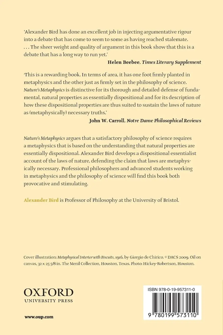 Rückseite: 9780199573110 | Nature's Metaphysics | Laws and Properties | Alexander Bird | Buch