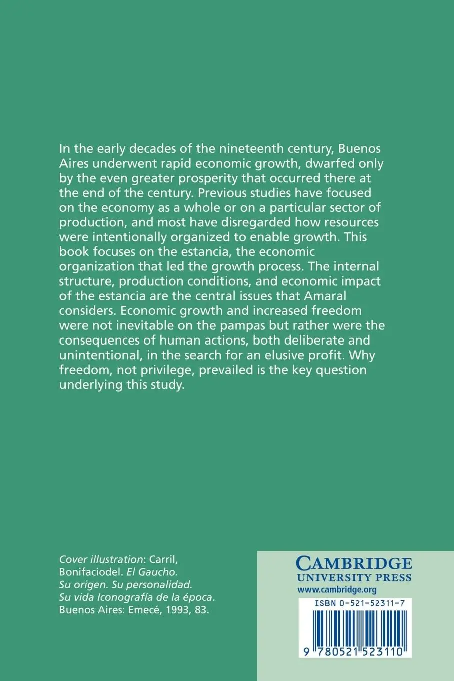 Rückseite: 9780521523110 | The Rise of Capitalism on the Pampas | Samuel Amaral | Taschenbuch