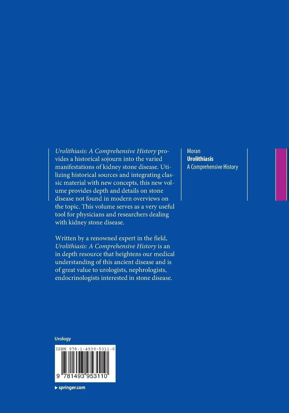 Rückseite: 9781493953110 | Urolithiasis | A Comprehensive History | Michael E. Moran | Buch | xiv