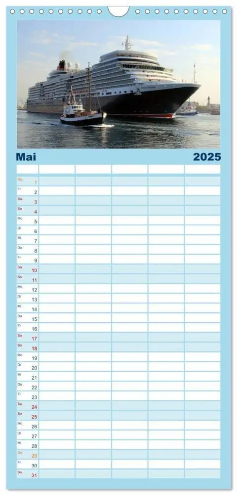 Bild: 9783457113110 | Familienplaner 2025 - Cruiseliner in Warnemünde mit 5 Spalten...