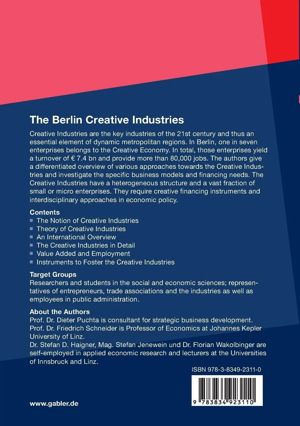 Rückseite: 9783834923110 | The Berlin Creative Industries | Dieter Puchta (u. a.) | Taschenbuch