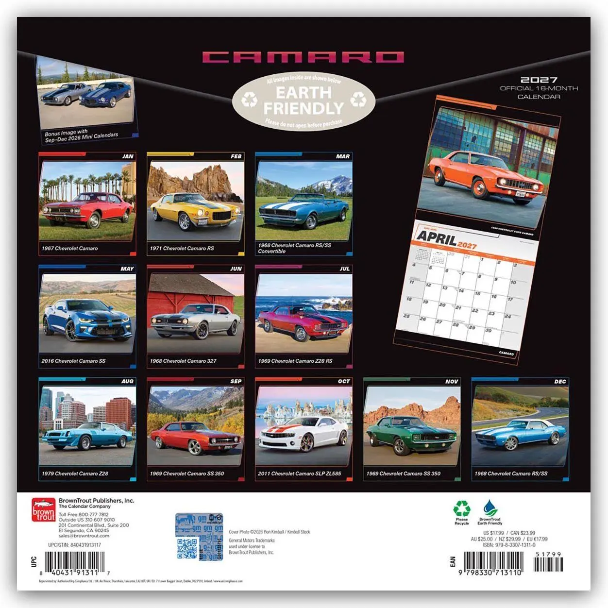 Rückseite: 9798330713110 | Camaro - Chevrolet Camaro 2027 - 16-Monatskalender | Publishers | 2027