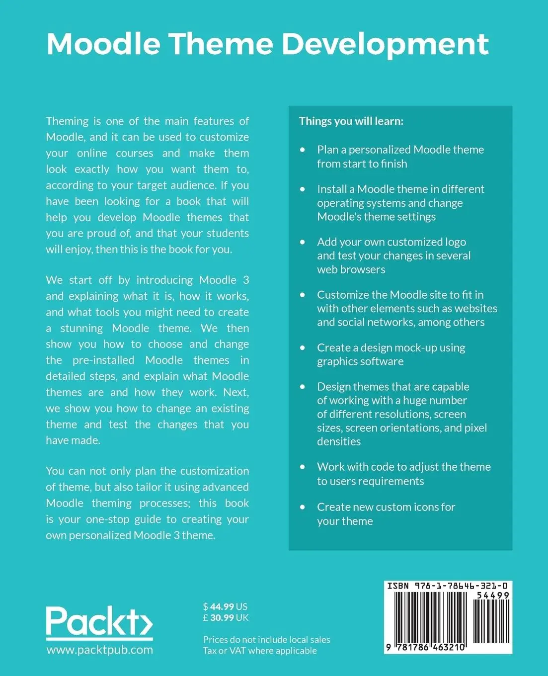 Rückseite: 9781786463210 | Moodle Theme Development | Silvina Paola Hillar | Taschenbuch | 2016