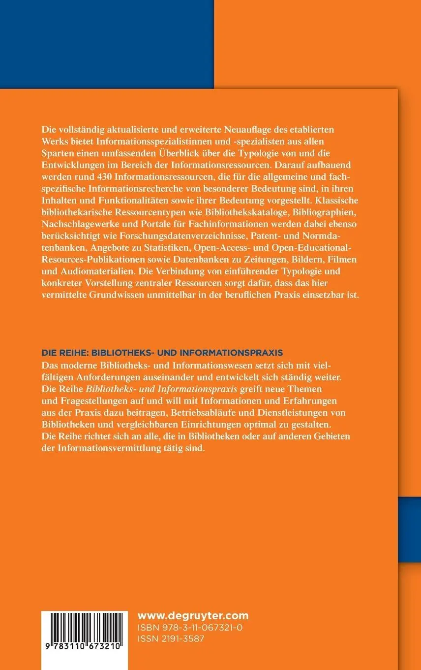Rückseite: 9783110673210 | Informationsressourcen | Klaus Gantert (u. a.) | Buch | XIV | Deutsch