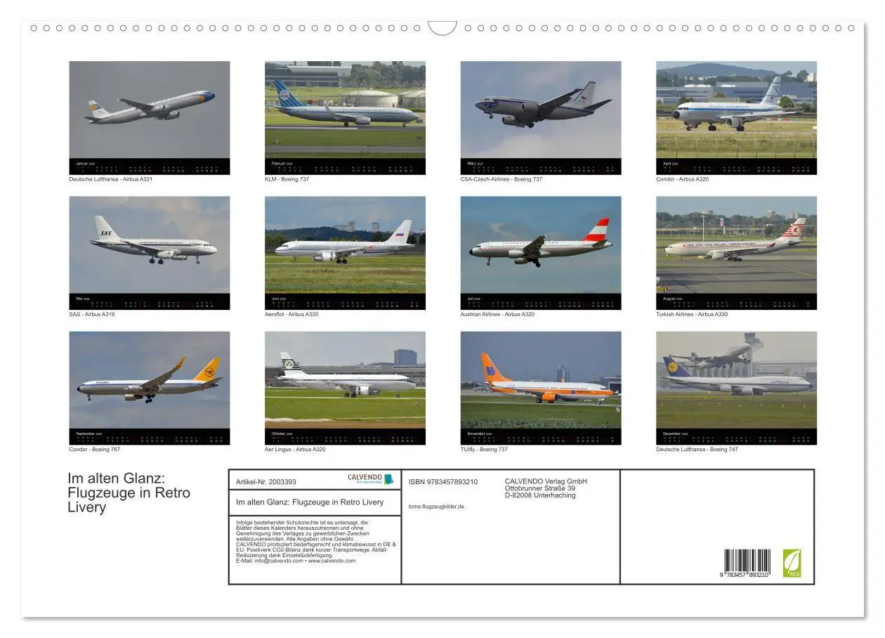 Bild: 9783457893210 | Im alten Glanz: Flugzeuge in Retro Livery (Wandkalender 2026 DIN A2...