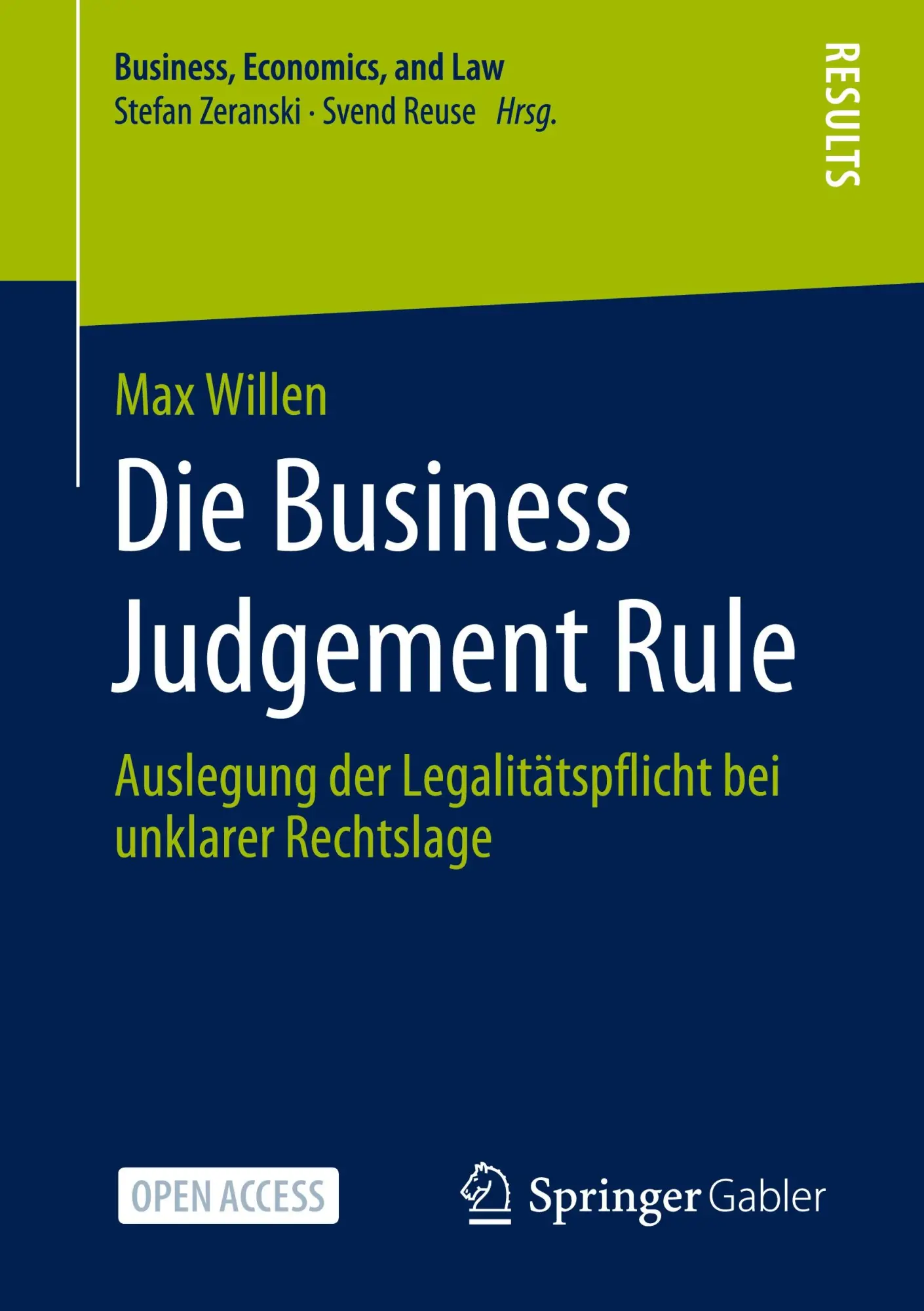 Cover: 9783658313210 | Die Business Judgement Rule | Max Willen | Taschenbuch | viii | 2020