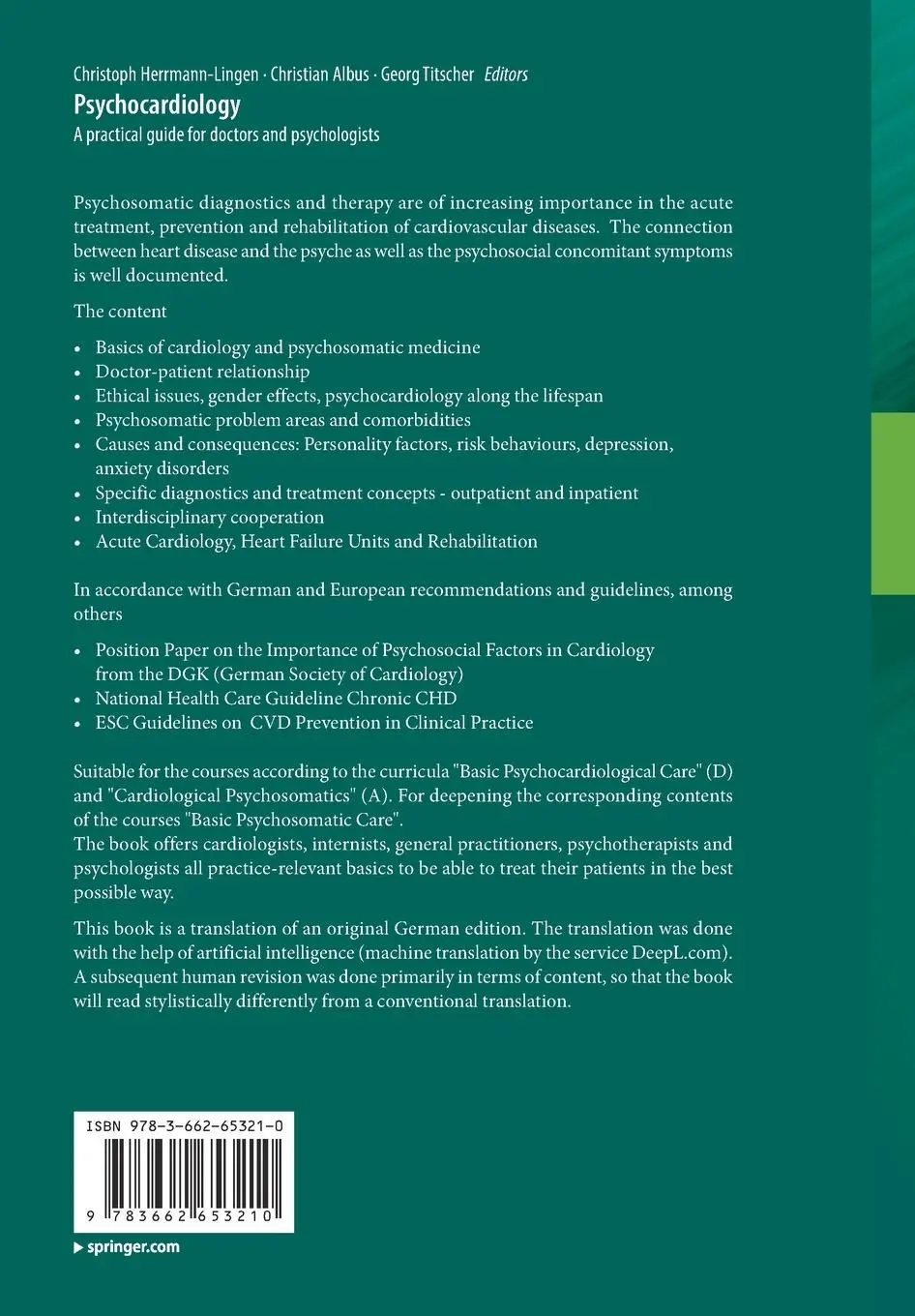 Rückseite: 9783662653210 | Psychocardiology | A practical guide for doctors and psychologists
