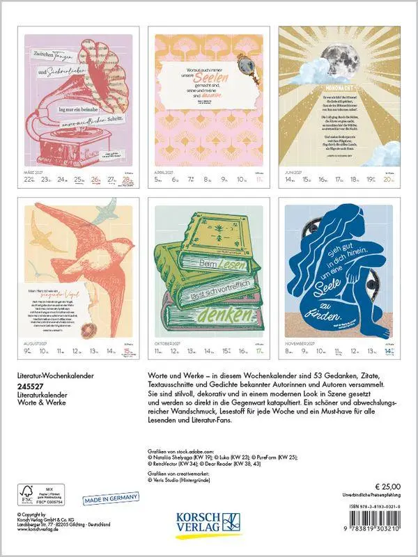 Bild: 9783819303210 | Literaturkalender 2027 | Korsch Verlag | Kalender | 54 S. | Deutsch