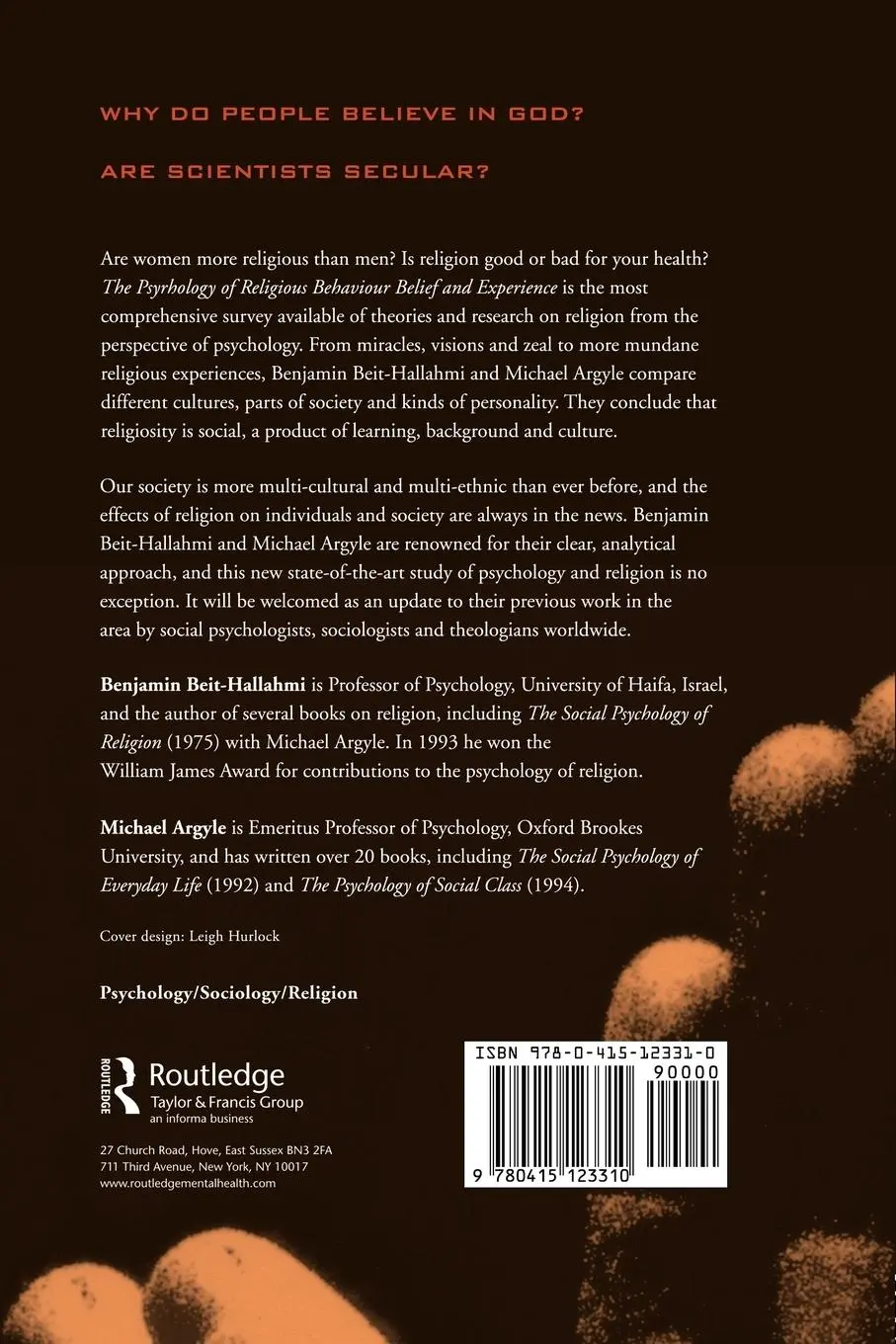Rückseite: 9780415123310 | The Psychology of Religious Behaviour, Belief and Experience | Buch