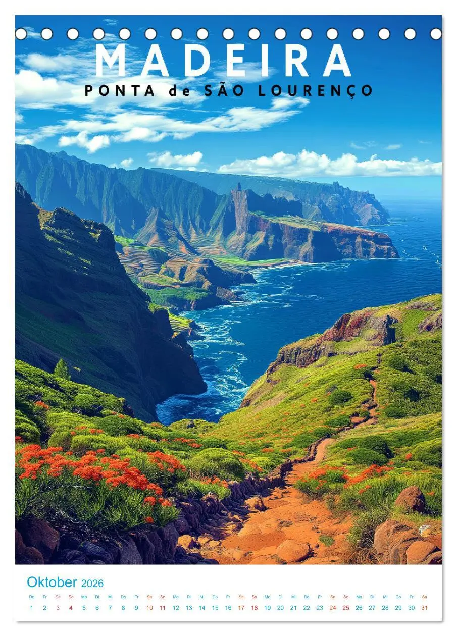 Bild: 9783516283310 | Madeira - Old School Poster Style (Tischkalender 2026 DIN A5 hoch),...