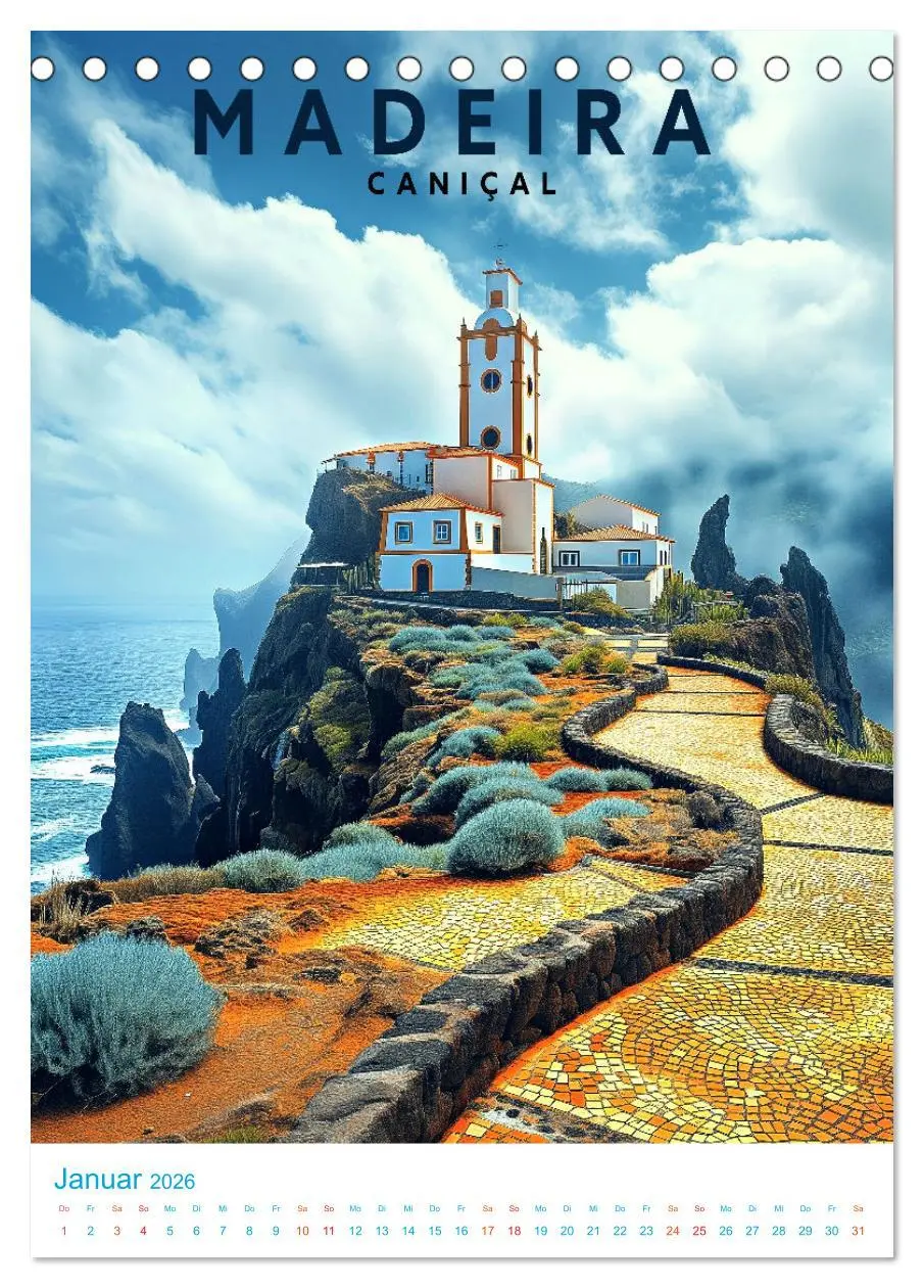 Bild: 9783516283310 | Madeira - Old School Poster Style (Tischkalender 2026 DIN A5 hoch),...