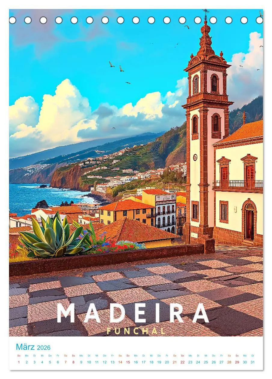 Bild: 9783516283310 | Madeira - Old School Poster Style (Tischkalender 2026 DIN A5 hoch),...