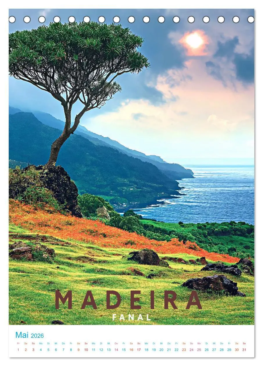 Bild: 9783516283310 | Madeira - Old School Poster Style (Tischkalender 2026 DIN A5 hoch),...