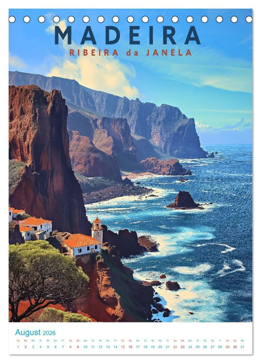 Bild: 9783516283310 | Madeira - Old School Poster Style (Tischkalender 2026 DIN A5 hoch),...