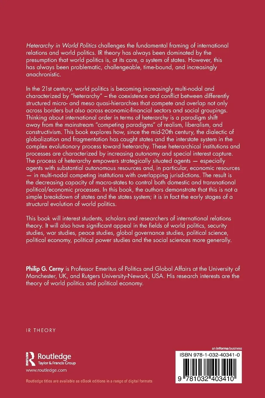 Rückseite: 9781032403410 | Heterarchy in World Politics | Philip G. Cerny | Taschenbuch | 2022