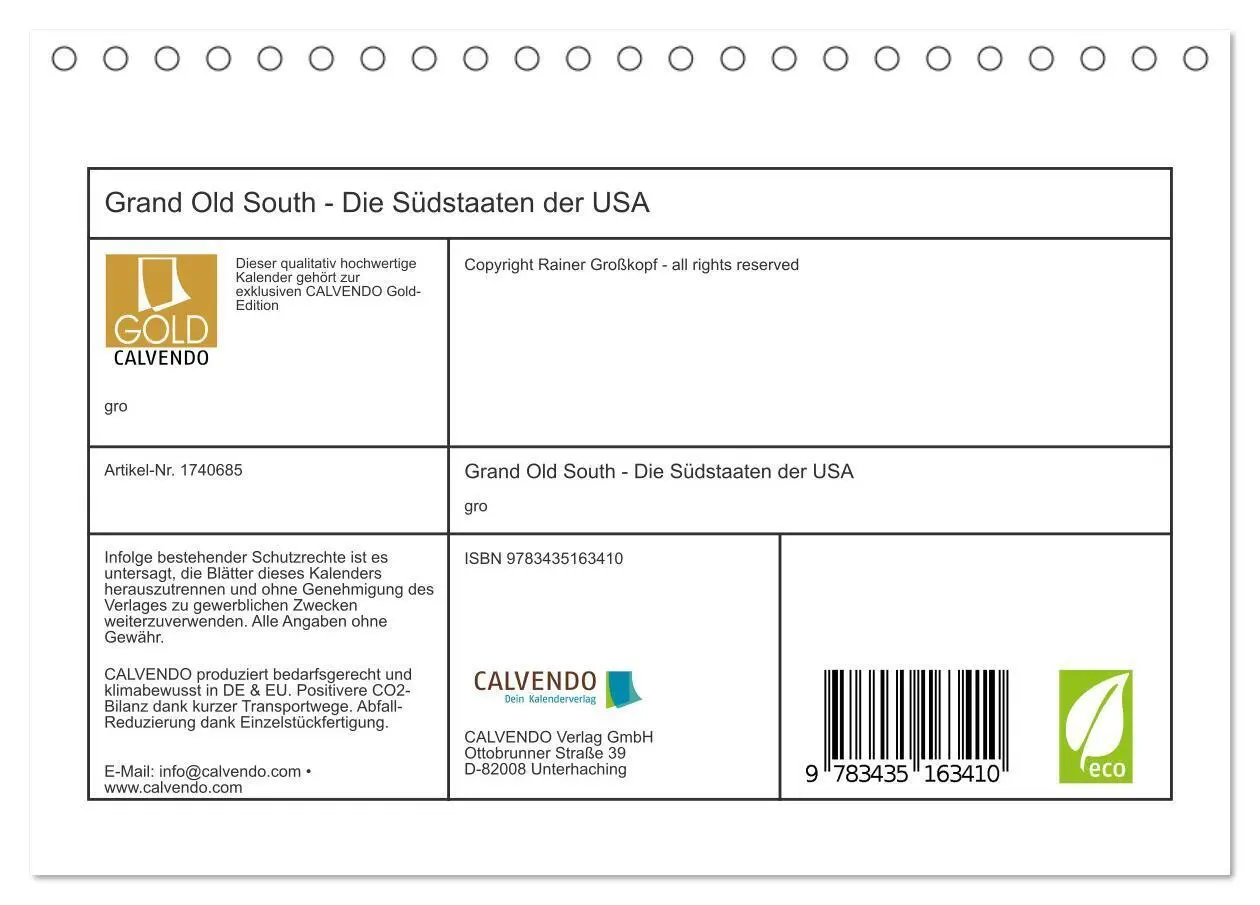 Bild: 9783435163410 | Grand Old South - Die Südstaaten der USA (Tischkalender 2025 DIN A5...