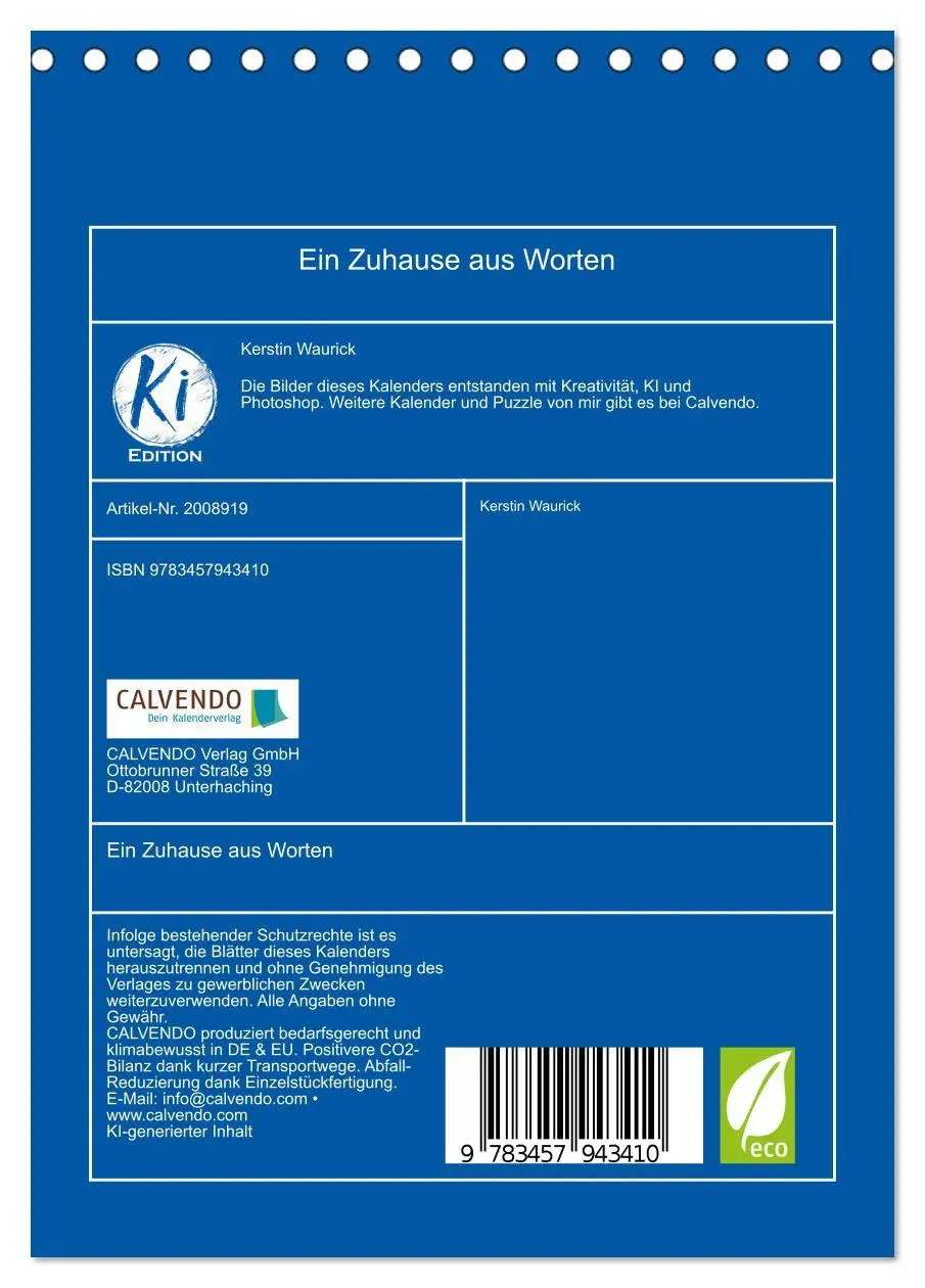 Bild: 9783457943410 | Ein Zuhause aus Worten (Tischkalender 2026 DIN A5 hoch), CALVENDO...