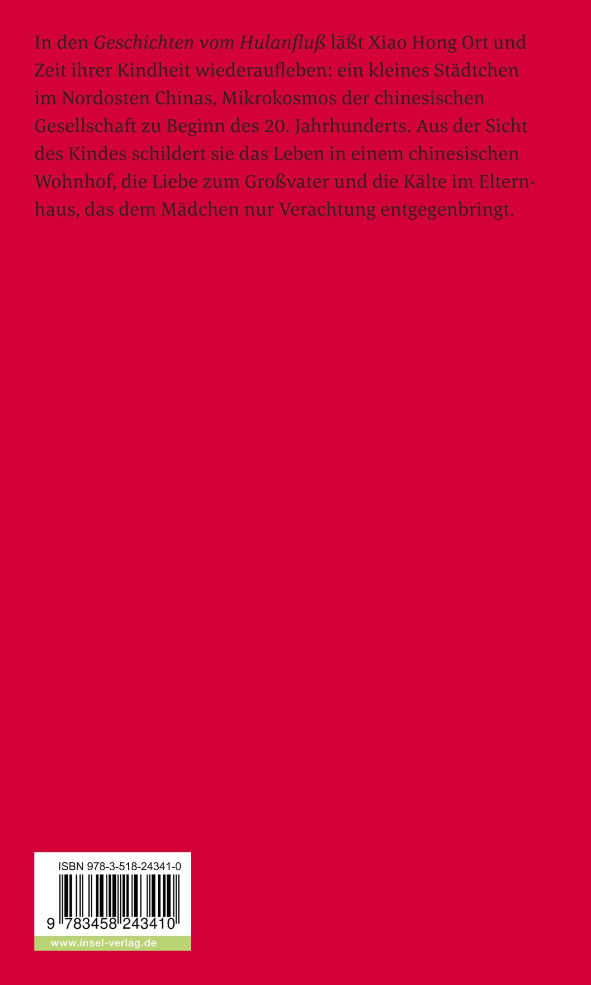 Rückseite: 9783458243410 | Geschichten vom Hulanfluß | Xiao Hong | Taschenbuch | 283 S. | Deutsch