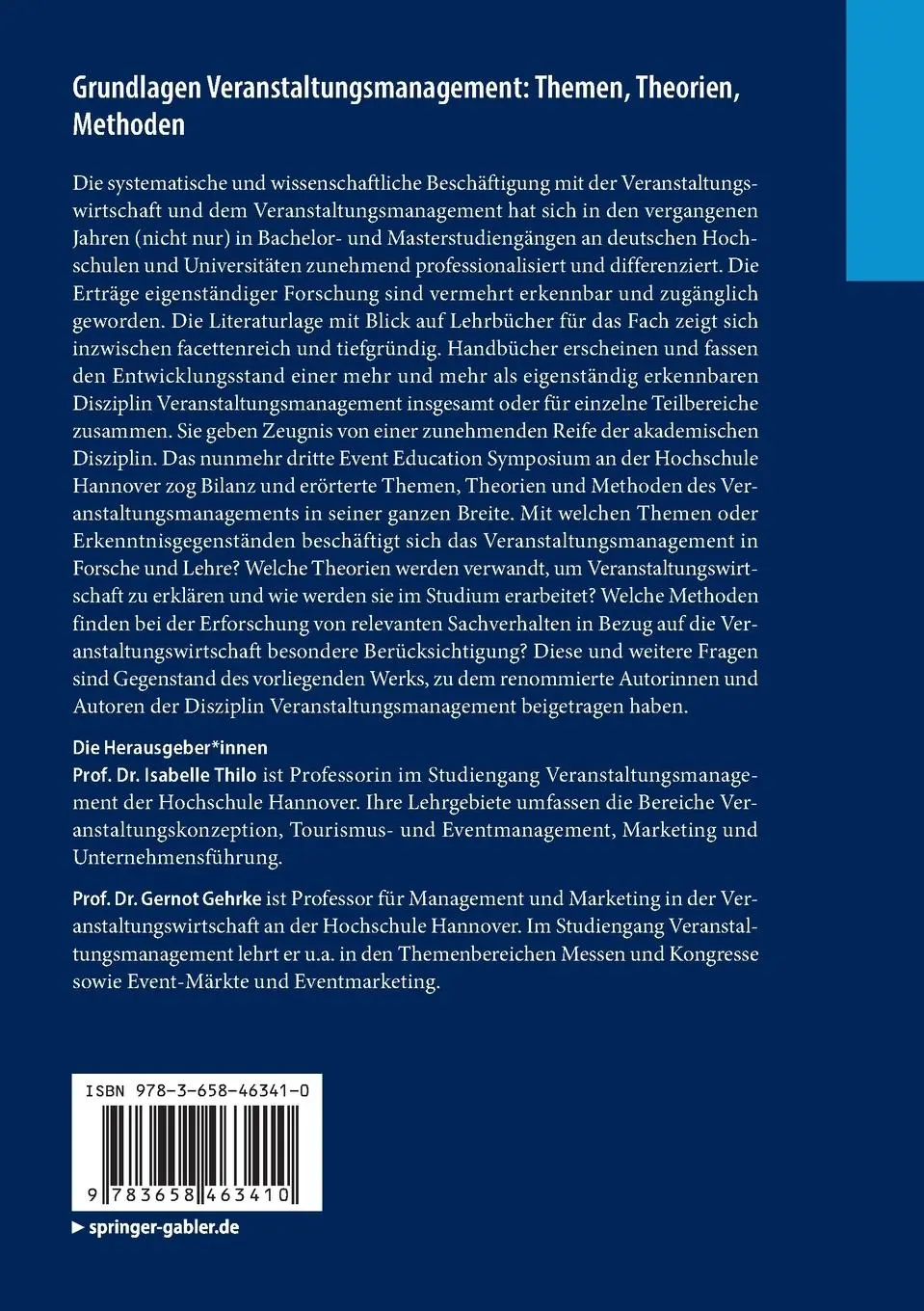 Rückseite: 9783658463410 | Grundlagen Veranstaltungsmanagement: Themen, Theorien, Methoden | Buch