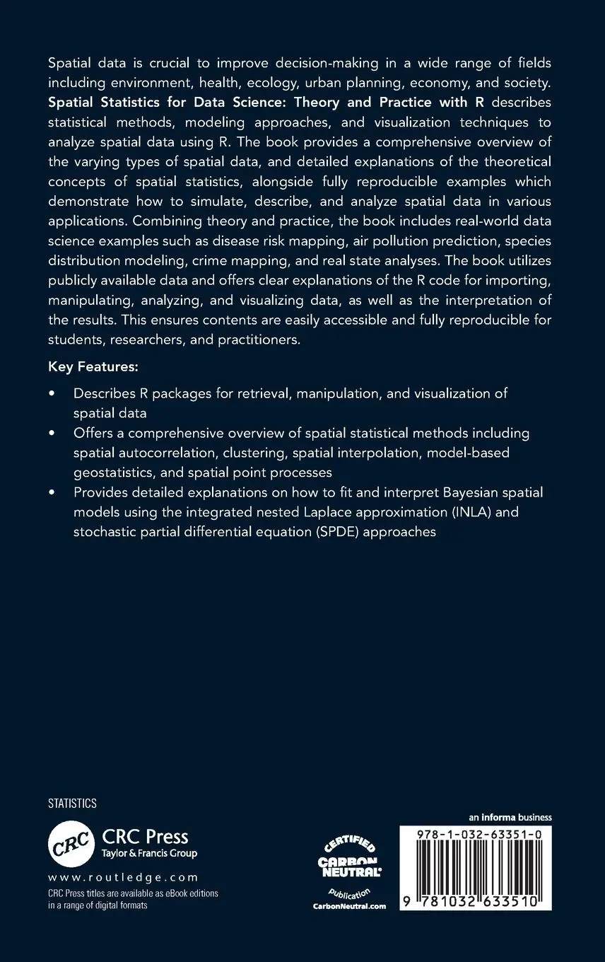 Rückseite: 9781032633510 | Spatial Statistics for Data Science | Theory and Practice with R