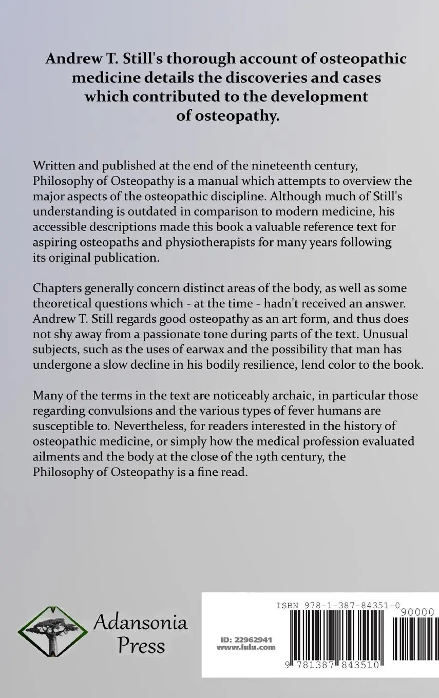 Rückseite: 9781387843510 | Philosophy of Osteopathy (Hardcover) | Andrew T. Still | Buch | 2018