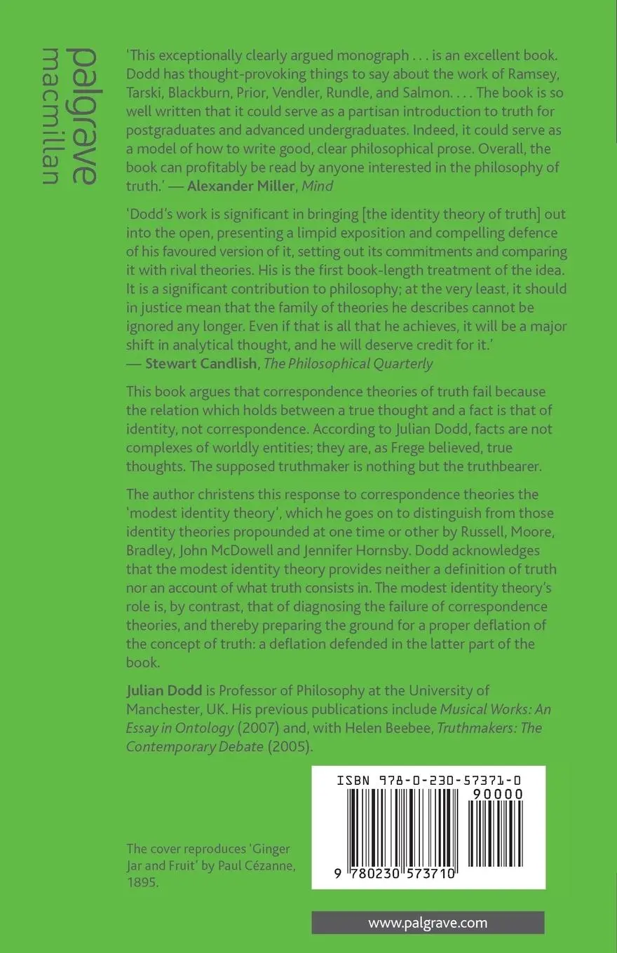 Rückseite: 9780230573710 | An Identity Theory of Truth | Julian Dodd | Taschenbuch | xi | 2008