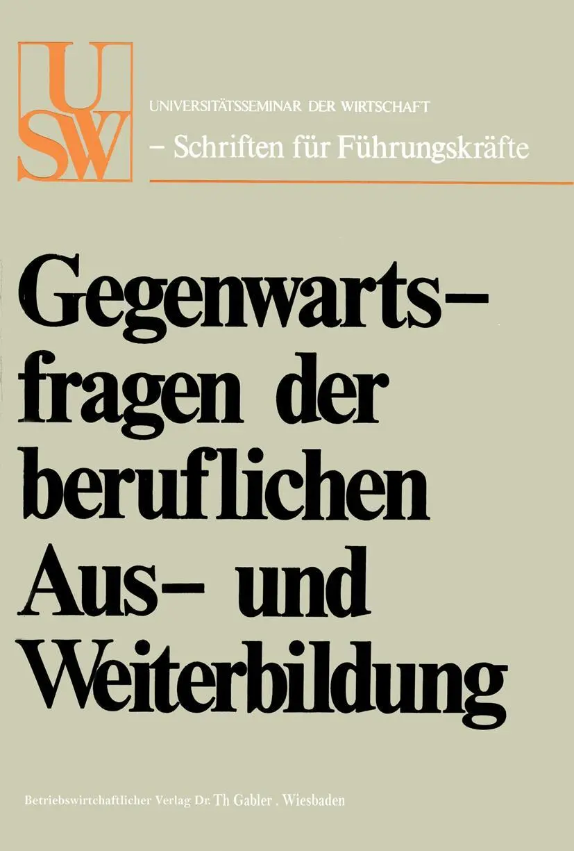 Cover: 9783409873710 | Gegenwartsfragen der beruflichen Aus- und Weiterbildung | Taschenbuch