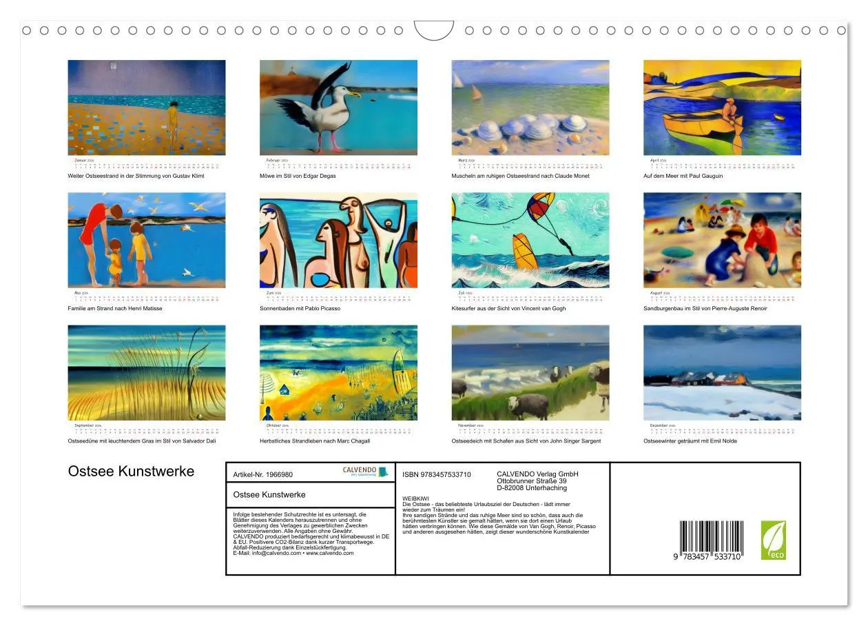 Bild: 9783457533710 | Ostsee Kunstwerke (Wandkalender 2026 DIN A3 quer), CALVENDO...