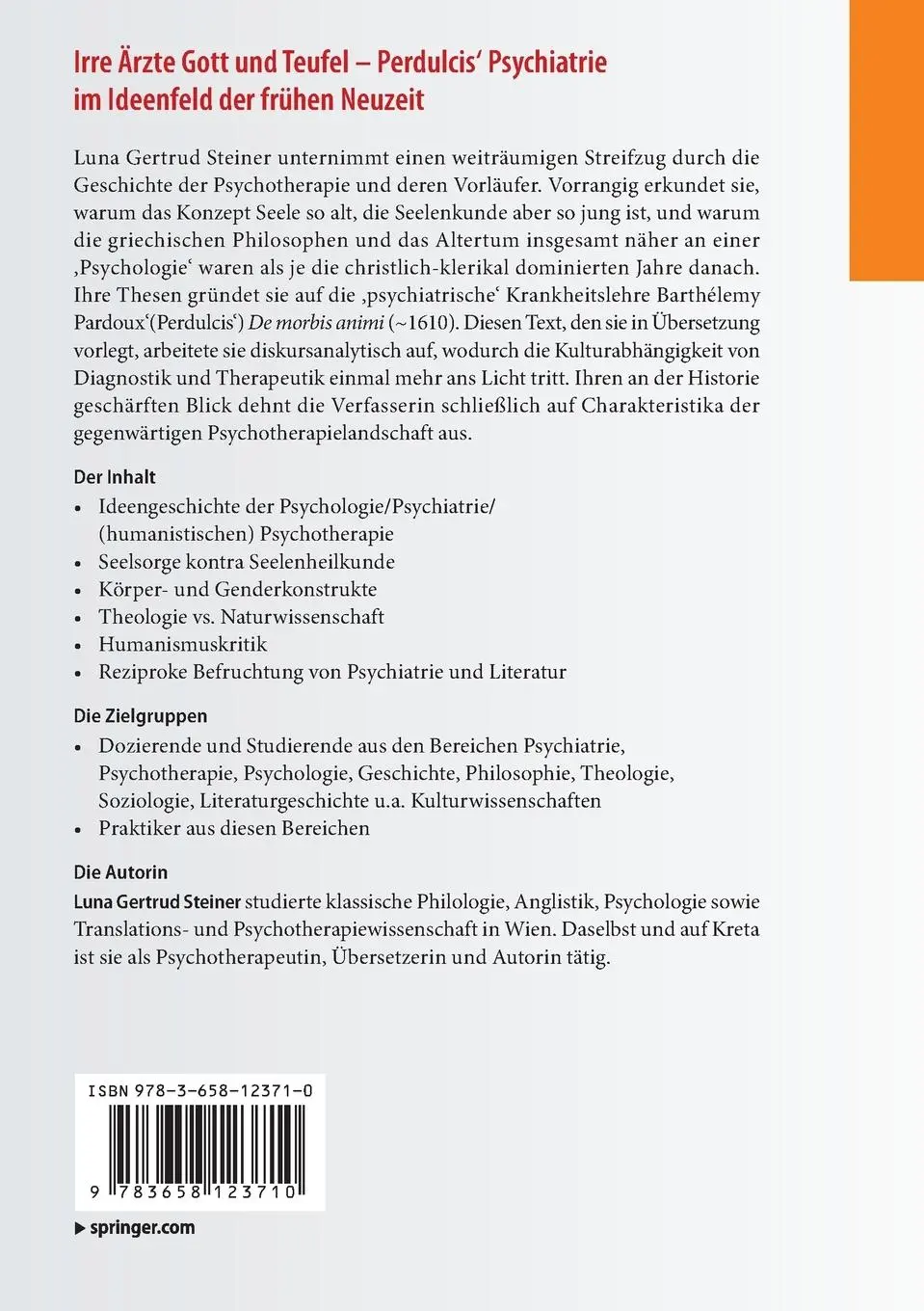 Rückseite: 9783658123710 | Irre Ärzte Gott und Teufel ¿ Perdulcis¿ Psychiatrie im Ideenfeld...