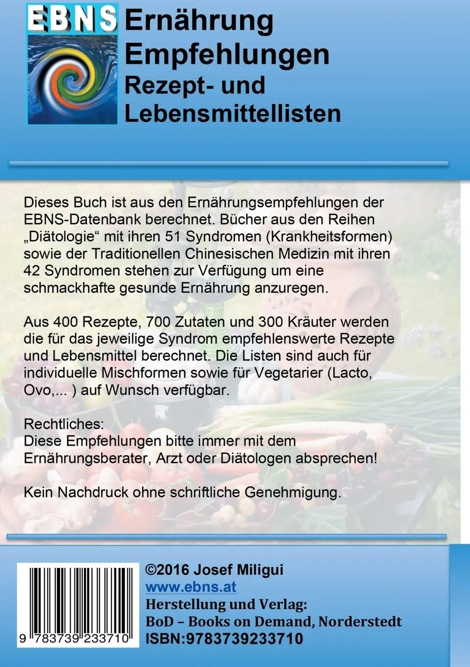 Rückseite: 9783739233710 | Ernährung bei Gallensteine | Josef Miligui | Taschenbuch | 56 S.
