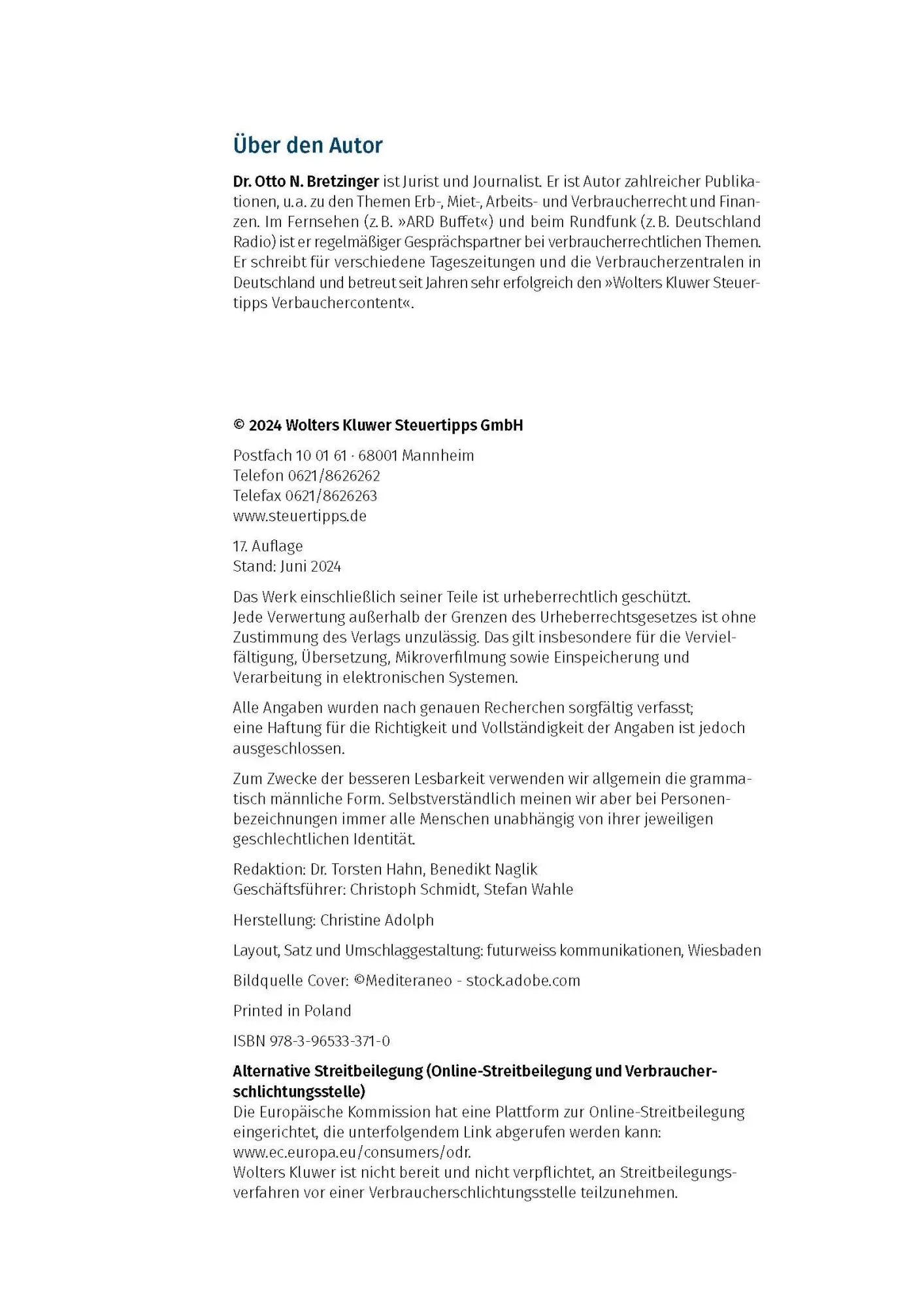 Bild: 9783965333710 | Der VorsorgePlaner | Otto N. Bretzinger | Taschenbuch | 288 S. | 2024