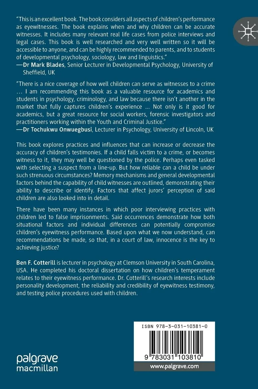 Rückseite: 9783031103810 | Are Children Reliable Witnesses? | Ben F. Cotterill | Buch | viii