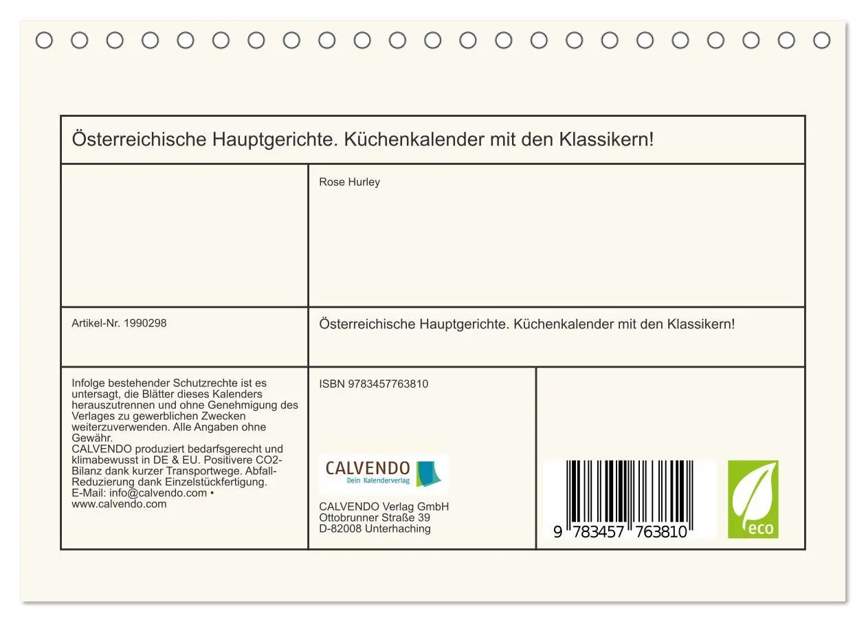 Bild: 9783457763810 | Österreichische Hauptgerichte. Küchenkalender mit den Klassikern!...