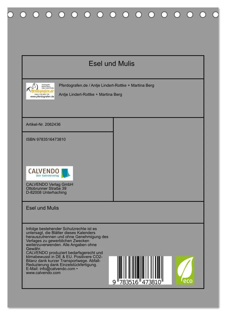 Bild: 9783516473810 | Esel und Mulis (Tischkalender 2026 DIN A5 hoch), CALVENDO...
