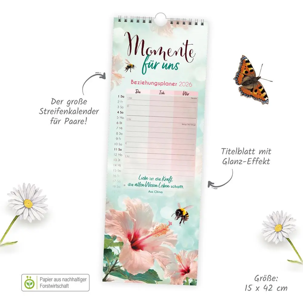 Bild: 9783988023810 | Trötsch Maxi-Streifenkalender Momente für uns 2026 | Wandkalender | KG