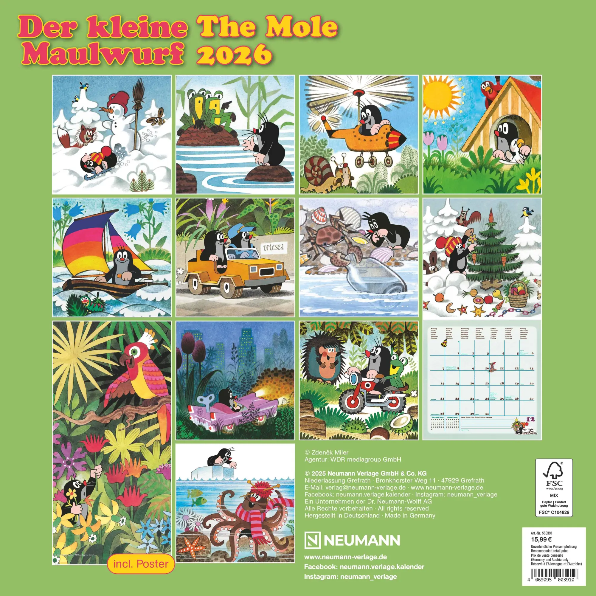 Bild: 4069095003910 | N NEUMANNVERLAGE - Der kleine Maulwurf 2026 Broschürenkalender,...